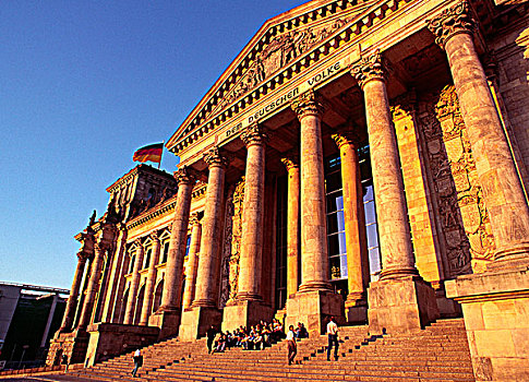 德国,柏林,德国国会大厦,金色,夜光