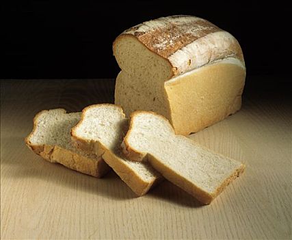 白面包,面包,三个,切片