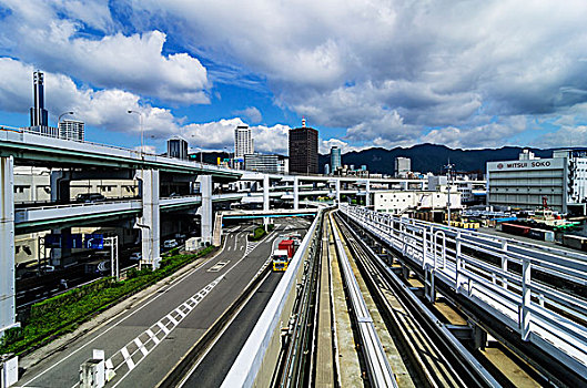 单轨铁路,轨道,风景,神户,本州,日本,亚洲