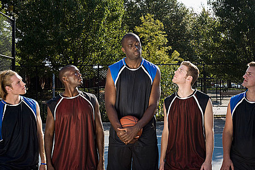五个,篮球手,排列