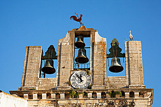 钟,钟表,上面,建筑,法若,阿尔加维,葡萄牙
