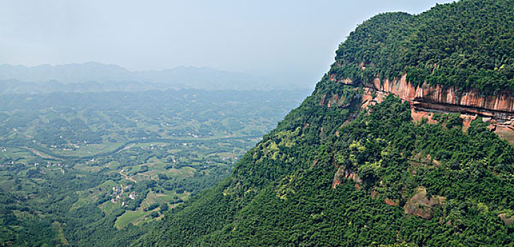 陡峭的悬崖峡谷,茂密的竹子
