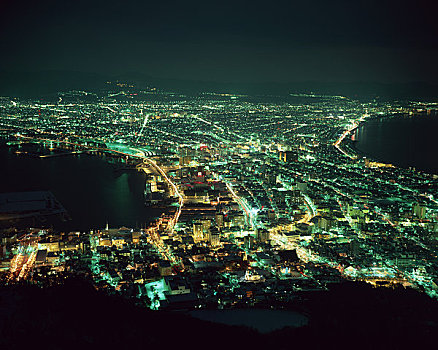 夜景,山,函馆