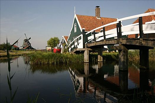 特色,木屋,风车,17世纪,博物馆,荷兰,欧洲