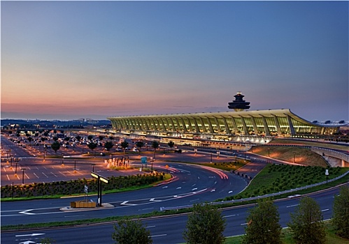 机场,黎明,靠近,华盛顿特区