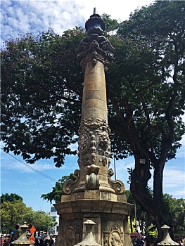 马来西亚马六甲荷兰红屋前的维多利亚女皇喷泉