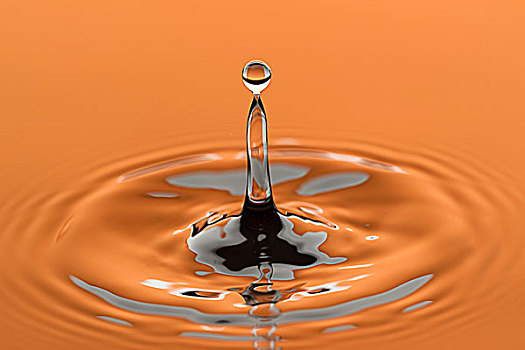 彩色,抽象,水滴,水池,橙色,反射