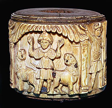 象牙制品,盒子,展示,狮子,6世纪,艺术家,未知