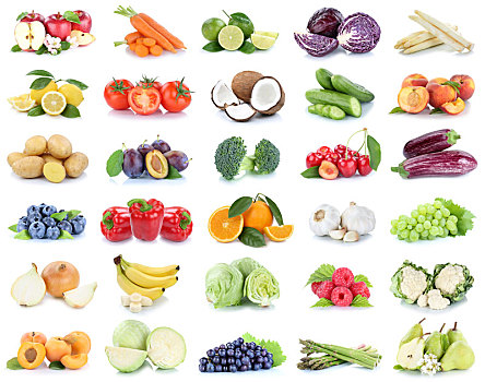 果蔬,水果,收集,苹果,橘子,胡椒,葡萄,香蕉,食物,抠像