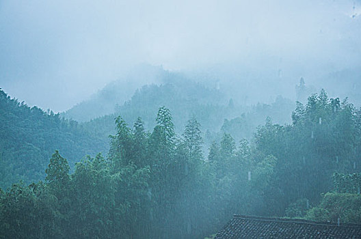 雨雾山景