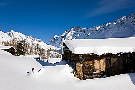 积雪,建筑,瓦莱,局部,世界遗产,瑞士