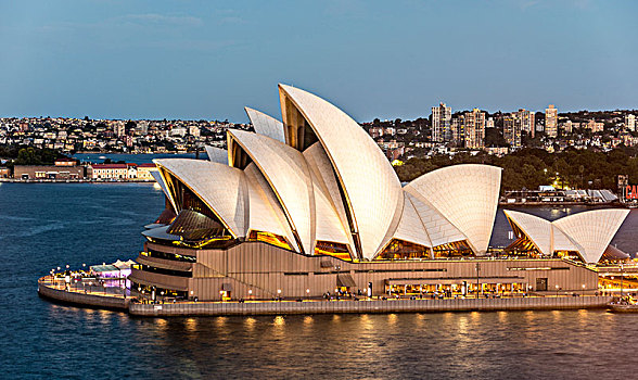 悉尼歌剧院,黄昏,歌剧院,背影,金融区,银行,地区,悉尼,新南威尔士,澳大利亚,大洋洲