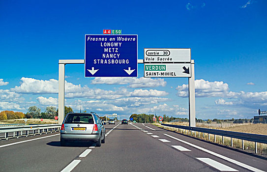 汽车,交通标志,公路,洛林,法国