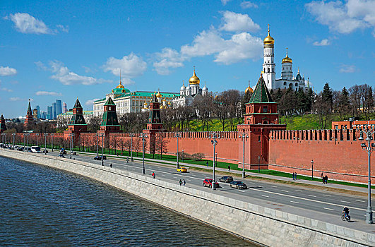莫斯科,克里姆林宫,堤岸,河,宫殿,大教堂,俄罗斯,欧洲