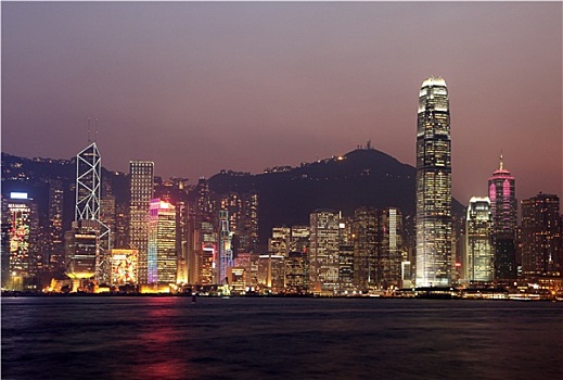 香港,天际线,光亮,夜晚