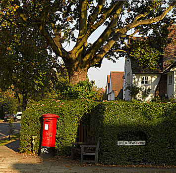 邮箱,长椅,汉普斯特德,花园,郊区,伦敦