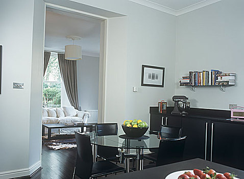玻璃桌,椅子,厨房,黑色,合适,入口,起居室
