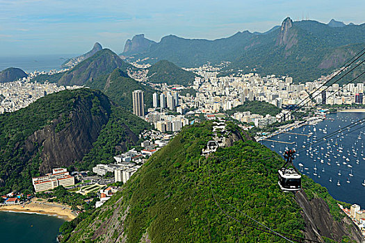 缆车,上面,面包山,里约热内卢,巴西,南美