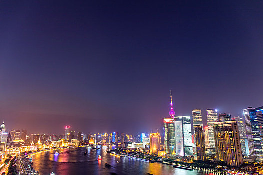 上海,黄浦江,两岸,夜景