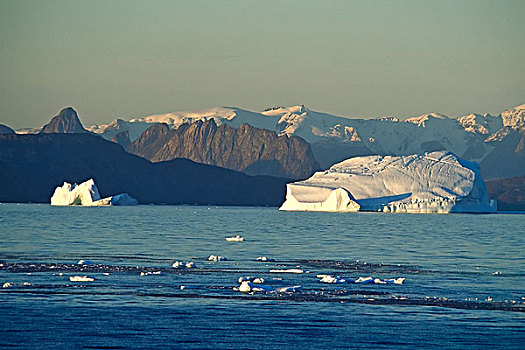 日出,上方,冰山,格陵兰