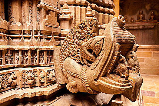 浅浮雕,耆那教,庙宇,金色,砂岩,堡垒,斋沙默尔,10世纪,世界遗产,拉贾斯坦邦,印度