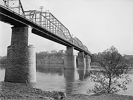 桥,田纳西,河,美国,底特律,历史