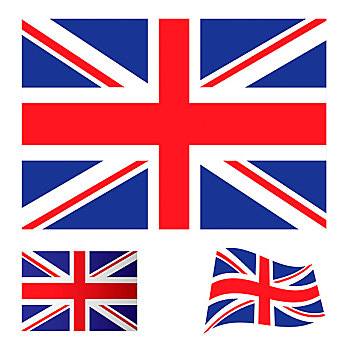 插画,收集,旗帜,象征,英国