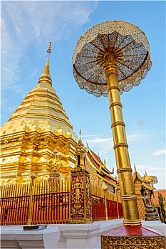 金色,塔,素贴,庙宇,地标,清迈,泰国