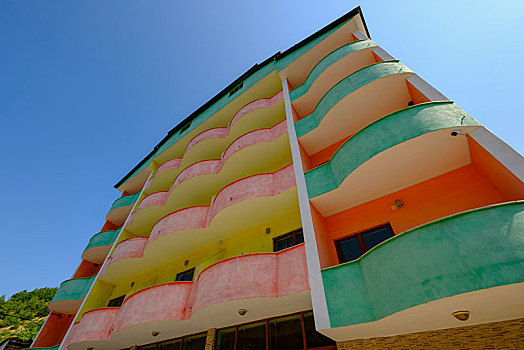 彩色,酒店,靠近,阿尔巴尼亚,欧洲