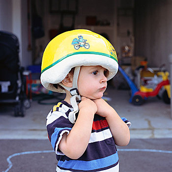孩子,紧固,自行车头盔