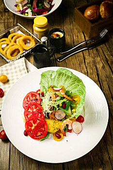 桌上,一盘,蔬菜沙拉