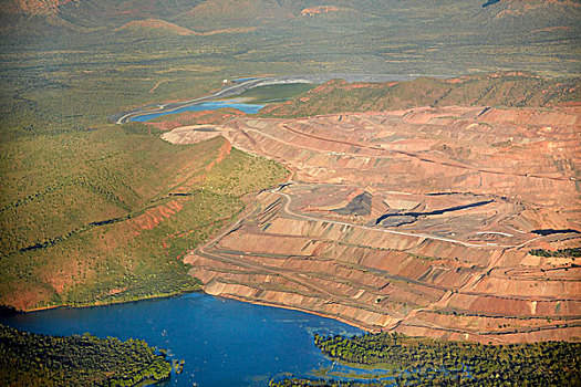 多色菱形花纹,坝,东方,金伯利,西澳大利亚州,澳大利亚,俯视