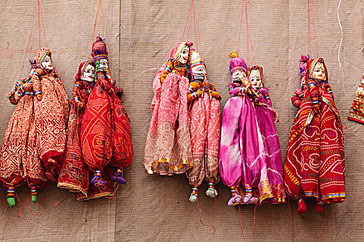 印度,拉贾斯坦邦,地区,木偶,悬挂,墙壁