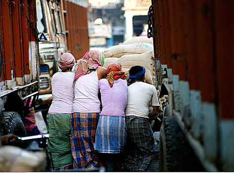 工人,装卸平台,孟买,印度