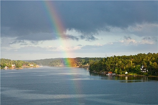 彩虹,雨,阳光,波罗的海