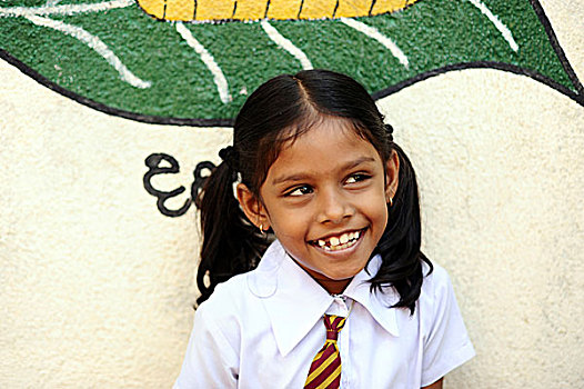 斯里兰卡,科伦坡,头像,小女孩,学校