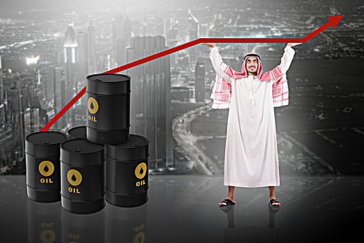 阿拉伯,商务人士,支持,油价