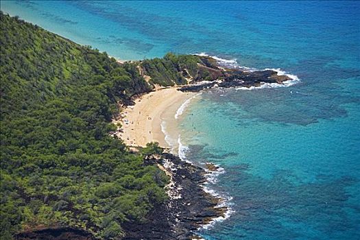夏威夷,毛伊岛,麦肯那,俯视,小,海滩,衣服