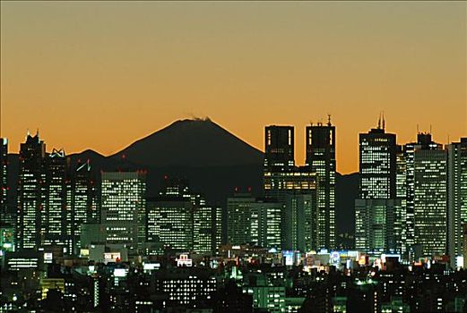 富士山,城市天际线,东京,本州,日本