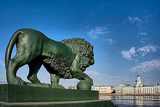 狮子,中心,栈桥,码头,彼得斯堡