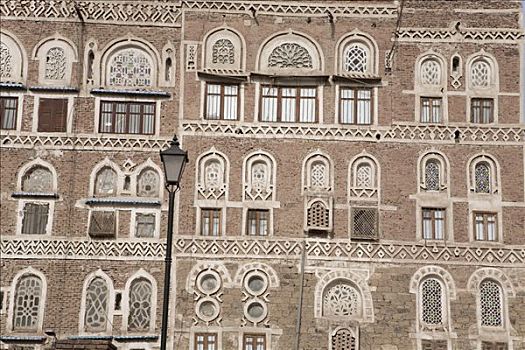 房子,砖,粘土,建筑,装饰,历史,中心,世界遗产,也门,中东