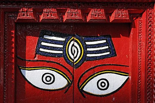 佛,眼睛,涂绘,门,加德满都,尼泊尔