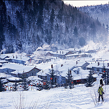 雪乡,双峰林场,村庄,风景,白天,黑龙江,牡丹江