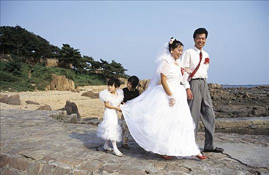 婚礼,伴侣,青岛,海滩,山东,中国