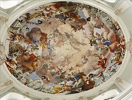 圆顶,壁画,巴洛克,朝圣教堂,山谷,下奥地利州,奥地利,欧洲