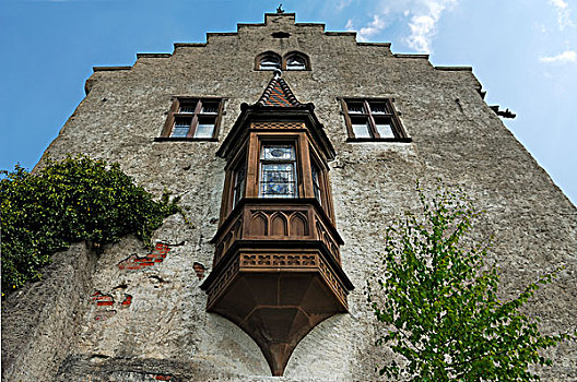 木头,窗户,城堡,哥特式,复苏,风格,上弗兰科尼亚,巴伐利亚,德国,欧洲