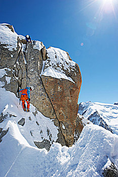 两个男人,登山,夏蒙尼,法国