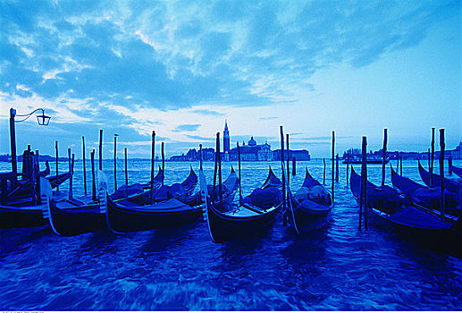 小船,水中,黄昏,威尼斯,意大利