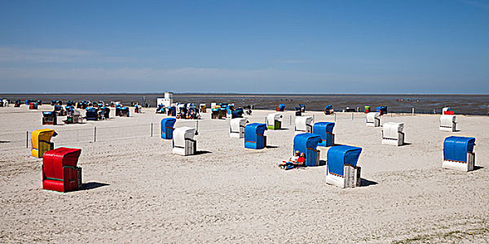 沙滩椅,沙滩,东方,下萨克森,德国,欧洲
