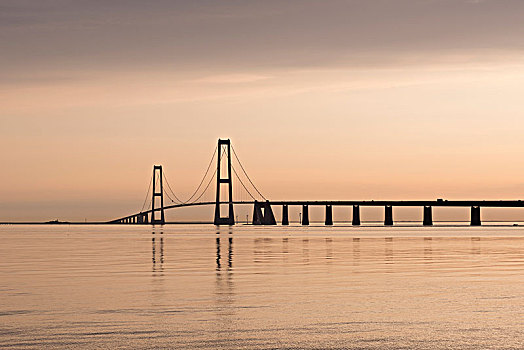 桥,晚间,海峡,市区,丹麦,欧洲